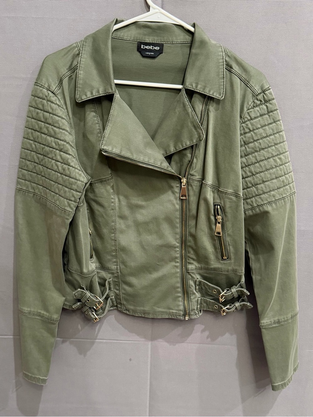 BEBE Olive Green Moto Jacket